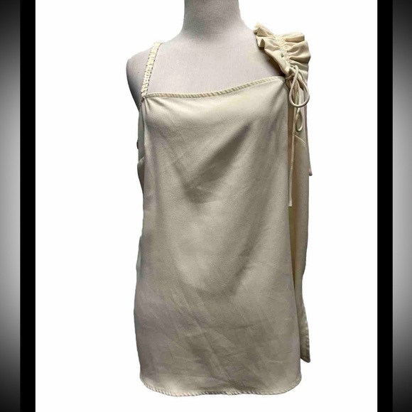 Jason Wu Sleeveless Ruffle Strap Cream Tank - Picture 1 of 5
